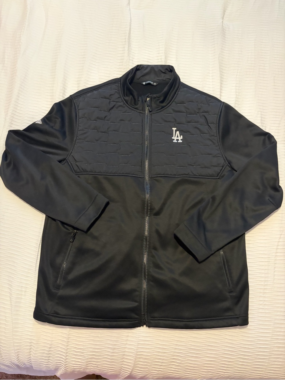 Men's Black Lightweight Full-Zip Jacket with LA Los Angeles Dodgers Logo - Picture 1 of 3